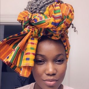 Kente African print headwrap handmade by me.